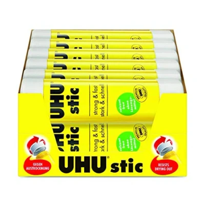 Imagen de UHU 45621 Barras de pegamento sólido (12 unidades, 40 g, lavable)