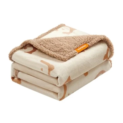 Imagen de Feandrea Manta Impermeable para Perros, Vellón y Franela, Perros Grandes, Gatos, 203 x 152 cm, XXL, Reversible, Protección Sofá, Cama, Lavable a Máquina, Beige PPB080K01
