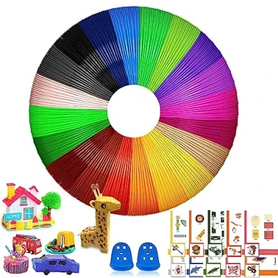 Imagen de filamento de lápiz 3D, 100 m, pluma impresión PLA 1,75 mm, 20 colores, accesorios bolígrafo cada color 5 metros, total metros