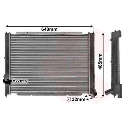 Imagen de VAN WEZEL 58002034 Radiador, refrigeración del motor Aluminio 568 438 32 Aletas unidas mecánicamente VOLKSWAGEN: TRANSPORTER 3 Bus