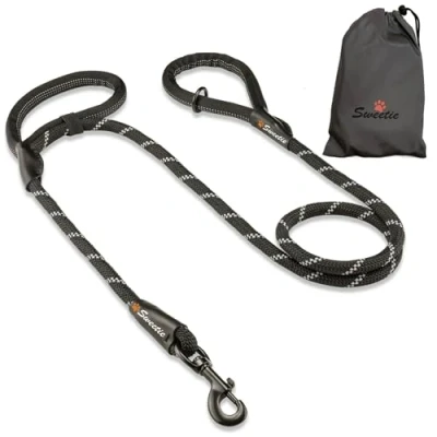 Imagen de Sweetie Correa para Perro con 2 cómodas Asas Acolchadas, 151 g, Color Negro