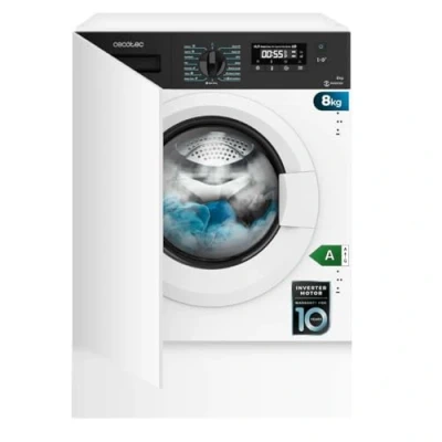 Imagen de Cecotec Lavadora 8Kg Integrable Bolero DressCode 840 BI Inverter A. 1400RPM Máximas Regulables, 16 Programas, Bajo Consumo, Motor Plus, SteamMax, Delay Start, Aclarado Extra