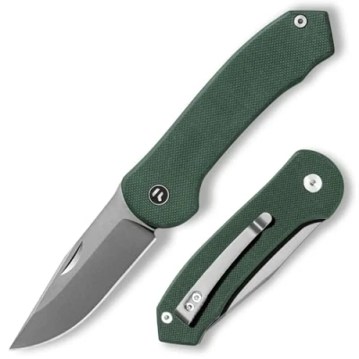 Imagen de FUJUNI 7,25 cm Cuchillo Plegable,Navaja Pequeña en Acero VG10 y Mango G10, Navaja de Bolsillo, Rodamientos Cerámicos,Navaja Plegable,Clip Para Cinturón,Verde