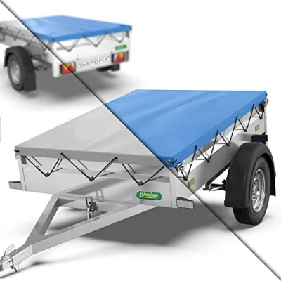 Imagen de Tarpofix® Lona para Remolque Plana 217 x 117 8 cm Incl. Cuerda de con Bordes Reforzados, PVC Cubierta Ideal Varios Modelos remolques automóviles 750kg