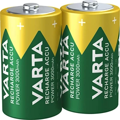 Imagen de VARTA Pilas D Mono, recargables, paquete de 2, Recharge Accu Power, batería recargable, 3000 mAh Ni MH, sin efecto memoria, precargadas, listas para usar