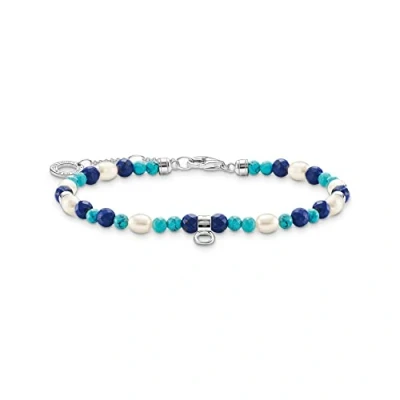 Imagen de THOMAS SABO Pulsera de Plata ley 925 con piedras azules y perlas, longitud 16 a 19 cm, A2064 775 7 L19V, ley, No es una piedra preciosa