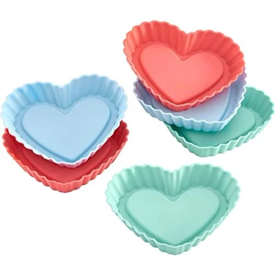 Imagen de Lurch 83017 FlexiForm tortelett Corazón Juego de 6, Silicona, Multicolor, 12,5 x 5,3 cm