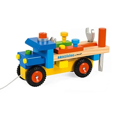 Imagen de Janod Brico&#039;Kids Camión de Bricolaje Desmontable 2 en 1, con Cuerda para Tirar, 3 Herramientas Incluidas, Desarrollo La Motricidad Desde Los Años, J05022