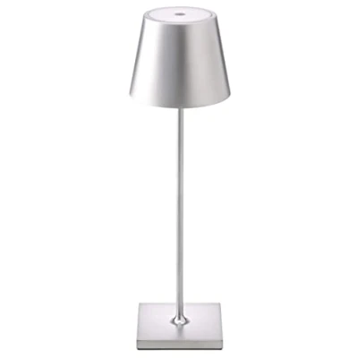 Imagen de SIGOR Nuindie Lámpara de mesa con pila led regulable para interiores &amp; exteriores, altura 38 cm, recargable Easy Connect, 24 h iluminación, Plata
