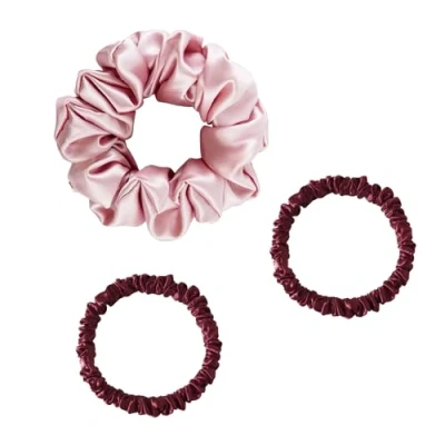 Imagen de townssilk Cinta de seda para el cabello, 100 % morera pura, 22 momme, agradable al lujoso, flexible, paquete 3 combinaciones