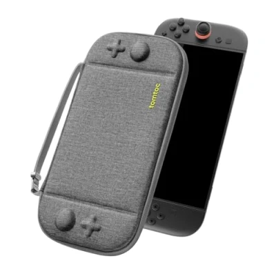 Imagen de tomtoc Funda para Nintendo Switch 2 (2025), Protección Integral Estuche Delgado Case con 12 Cartuchos de Juego, Bolsa Viaje Transporte Portátil rígido Consola, Patente Original, Gris