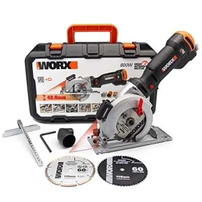 Imagen de Sierra circular WORXSaw XL 46mm, 800W WORX WX437 Guía láser, sistema de aspiración integrado, rápido ajuste profundidad, cambio disco sencillo