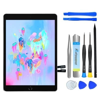 Imagen de NB+ Reemplazo de pantalla para iPad 6ª generación 9.7 pulgadas, digitalizador táctil 2018, adhesivo preinstalado (modelo: A1893 A1954), color negro