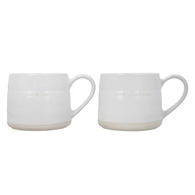 Imagen de Mikasa Farmhouse Tazas de Gres con Mensaje Amor, Juego 2 para Té, Café y Chocolate Caliente, 380ml, en Caja Regalo, Aptas Lavavajillas Microondas