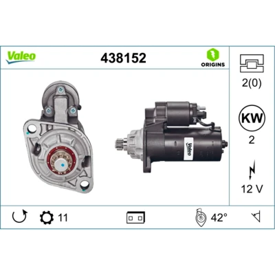 Imagen de VALEO NEW ORIGINAL PART 438152 Motor de arranque 12 2 VOLKSWAGEN: Golf 4, 5, Polo IV Hatchback, SEAT: Ibiza 3, Leon I Hatchback