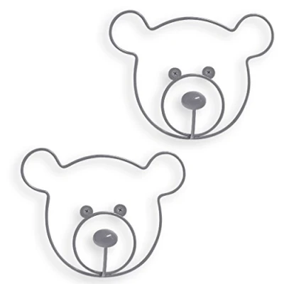 Imagen de Balvi Colgador Pared The Bear Color Gris Set de 2 colgadores con Forma Cabeza Oso Hierro