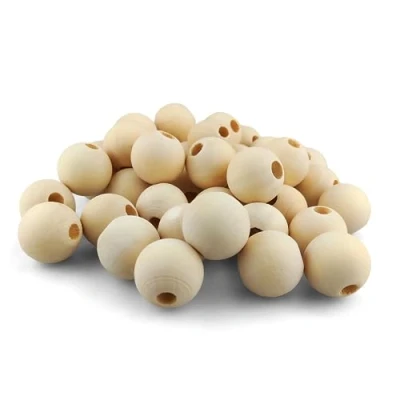 Imagen de Netuno 40x bolas de madera con agujero 22 mm perlas para manualidades redondas joyas macramé cuentas grande