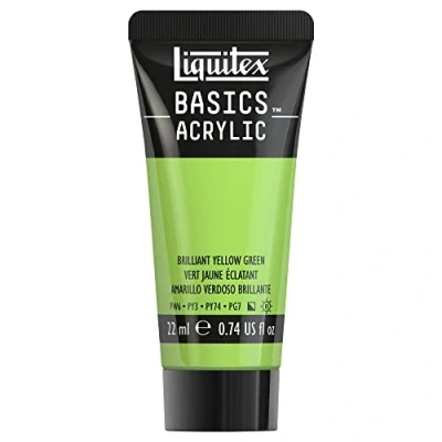 Imagen de Liquitex Basics Pintura Acrílica, Para Bellas Artes y Manualidades, Resistentes a la Luz, Viscosidad Media, Acabado Satinado, Tubo de 22 ml Amarillo Verdoso Brillante