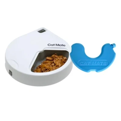 Imagen de Cat Mate Comedero automático para Mascotas C300 con Temporizador Digital, Gatos o Perros pequeños, Alimentos húmedos y Secos Mascotas, carrusel de 3 Comidas, hasta 330 g en Cada uno
