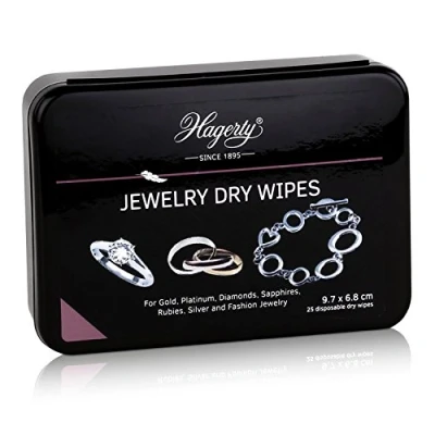 Imagen de Hagerty Paño limpieza para joyería 25 pzs. toallitas secas de I 25x 9,7 x 6,8 cm finas desechables piedras preciosas y cuidado da brillo perfecto