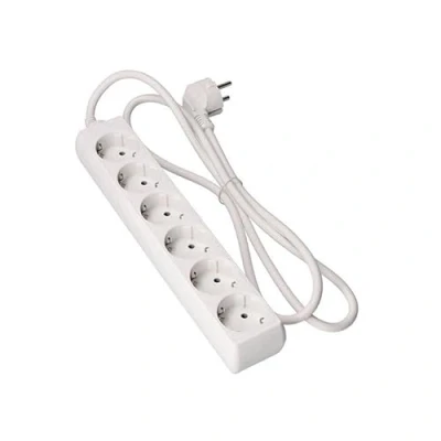 Imagen de Regleta de 6 Tomas schuko sin Interruptor, 5 m, 3G, 1,5 mm² Blanca, Base