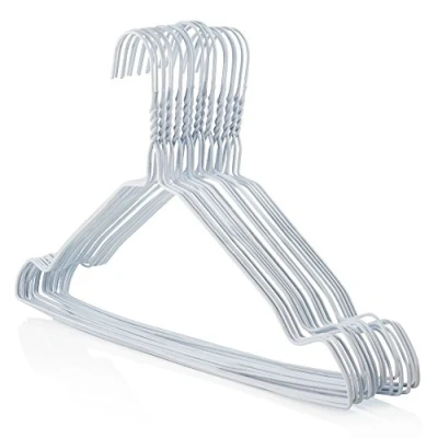 Imagen de HANGERWORLD 50 Perchas Resistentes de Metal Calibre 13, 41 cm, con Muescas, para Ropa, Pantalones, etc.