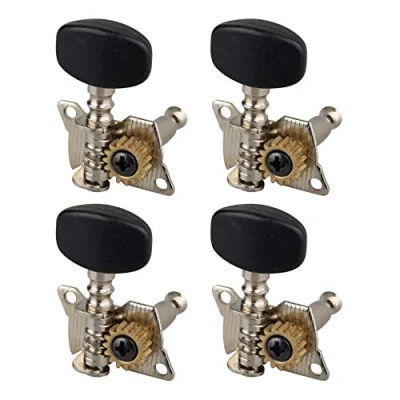 Imagen de Futheda Juego de 4 clavijas afinación para ukelele, cuerda, color negro, con tornillos bajo guitarra cuerdas