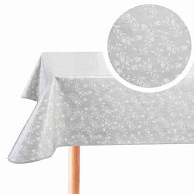 Imagen de Home Direct Mantel de hule rectangular PVC, fácil limpiar, 140 x 180 cm, 55 70 color gris claro