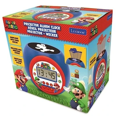 Imagen de Lexibook Reloj despertador con proyector Super Mario &amp; Luigi Alarma función de repetición, luz nocturna temporizador, pantalla LCD, batería, RL977NI