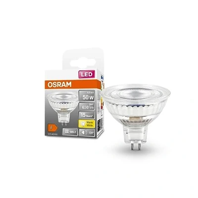 Imagen de OSRAM LED SPOT MR16 GL 50 Bombilla reflectora de bajo voltaje, casquillo GU5; 3, 6,5 W, 630 lm, 2700 K, luz blanca cálida, muy consumo energía, larga vida útil, sin tiempo