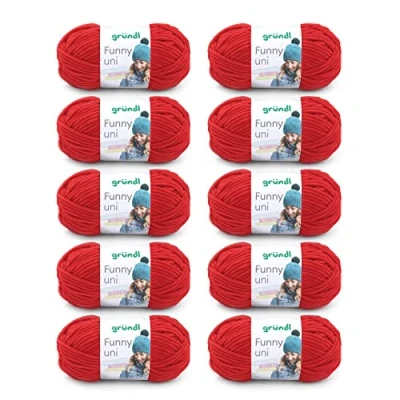 Imagen de Gründl Uni Divertido Funny Knitting and Crochet y Sus Hilos de Terciopelo 100% poliéster, 100 g / 120 m, tamaño Aguja 5 6, 10 x g, Cereza, ciliegia, One Size, 1000