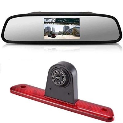 Imagen de Impermeable Vision Nocturna Cámara de visión Trasera,Luz Freno Marcha Atrás +4.3 Inch Espejo Retrovisor para Peugeot Expert 2007 2016/Fiat Scudo 2016/Citroen Jumpy 2016