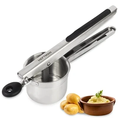 Imagen de HEFTMAN Machacador de Patatas Aplastador Cocidas Acero Inoxidable con Mango Ergonómico Silicona Triturador para Alimentos Bebés, Frutas y Verduras