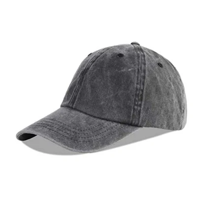 Imagen de LANGZHEN Gorra de béisbol Neutral 100% algodón Puro para Hombres y Mujeres Lavado Vaquero Ajustable Sombrero papá (Negro)
