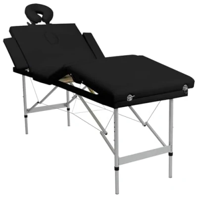 Imagen de Mesa de masaje aluminio plegable cuatro cuerpos negros