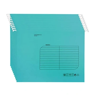 Imagen de archivos de suspensión A4 25 piezas Carpetas archivo colgantes con pestañas ajustables para la escuela Oficina Trabajo Archivadores (Azul)