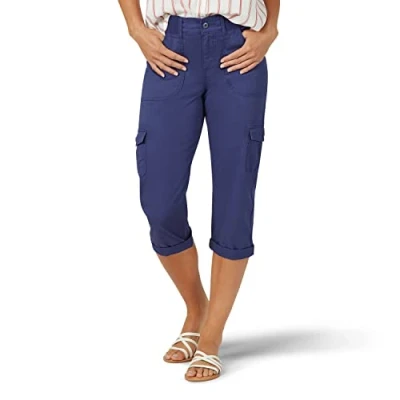 Imagen de Lee Relaxed Fit Austyn Knit Waist Cargo Capri Pant Pantalones, Azul (Ink Blue), 46 para Mujer