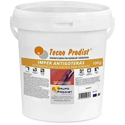 Imagen de IMPER ANTIGOTERAS de Tecno Prodist (10 Kg) BLANCO Pintura Impermeabilizante elástica para Terrazas (A Rodillo o brocha)