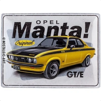 Imagen de Nostalgic Art Cartel de chapa retro, Opel Manta GT/E Idea regalo para aficionados a accesorios coches, metálico, Diseño vintage, 30 x 40 cm