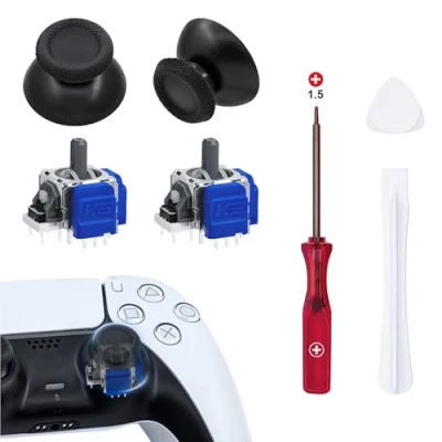 Imagen de Mcbazel TMR Joystick Electromagnético de Repuesto para Mando PS5, con Thumbsticks y Kit Reparación, Anti Drift