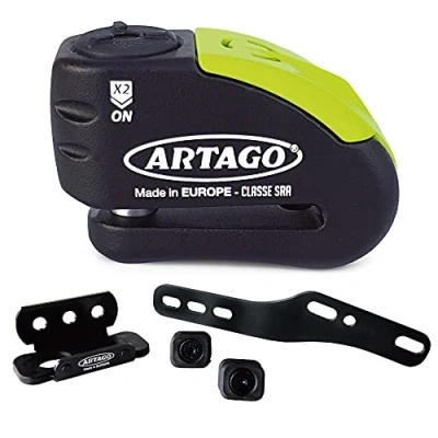 Imagen de Artago 30X3 Pack Candado Antirrobo Disco con Alarma 120db Alta Seguridad + Soporte para Kawasaki Z900, Homologado SRA y Sold Secure Gold