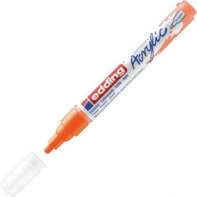 Imagen de edding 5100 marcador acrílico de trazo medio naranja neón 1 rotulador resistente al agua punta redonda 2 3 mm pintura acrílica para lienzo, papel kraft, madera y piedra