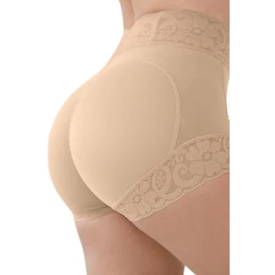 Imagen de ThiCc Bragas Levanta Cola De Encaje Cintura Alta para Mujer Control Barriga Butt Lifter Faja Shorts Uso Diario Moldeador Corporal (S,Beige)