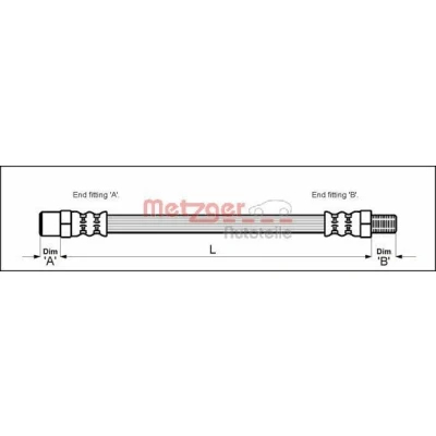 Imagen de METZGER 4113257 Latiguillos de Freno 267 M10 x 1 VOLKSWAGEN: GOLF Cabriolet,