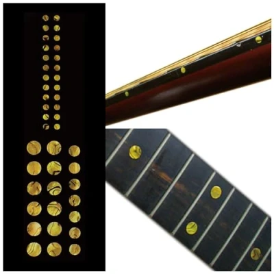 Imagen de Marcadores de trastes adhesivos con incrustaciones para guitarras y bajo, juego puntos personalizados, ocre, F 085CD OC AZ