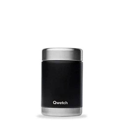 Imagen de QWETCH Fiambrera Isotérmica Negro 340ml Caja de Comida Acero Inoxidable 5h Caliente y 7h Fría Sin BPA, Resistente al Agua Reutilizable Lunch Box para oficina, picnic, senderismo