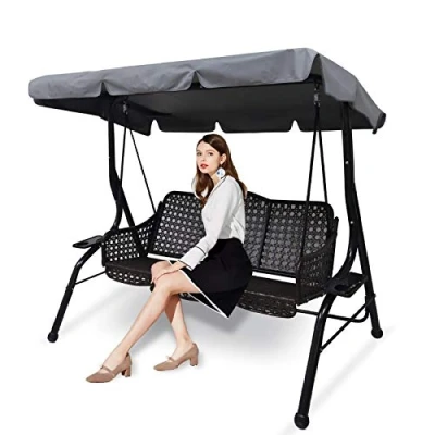 Imagen de Techo de Repuesto para Columpio jardín Universal, 3 plazas, Funda toldo (Grande, Gris) (Gris, S)