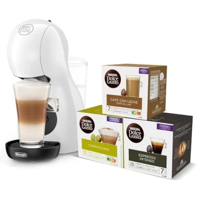 Imagen de NESCAFÉ DOLCE GUSTO Piccolo XS EDG110.WB, Cafetera Cápsulas, Incluye 3 Paquetes de Diseño Super Compacto, Manual para Café y Otras Bebidas, 1500W, Blanco