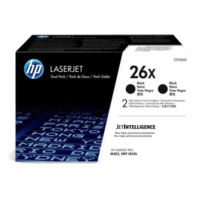 Imagen de HP 26X CF226XD, Negro, Cartuchos Tóner de Alta Capacidad Originales, Pack 2, para impresoras LaserJet Pro M402dn, M402n, M402d, M426dw, M426fdn, M426fdw, M402dne, M402dw, M402m y M426m