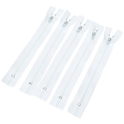 Imagen de Trimz 18 cm ( 7inch) una Manera topes de Cremallera con 4 mm Dientes 5 pcs, poliéster, Blanco, x 1